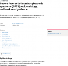Severe fever with thrombocytopaenia syndrome (SFTS): epidemiology, outbreaks and guidance [Published 22nd April 2021]